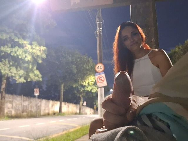 Risky Masturbating At The Bus Stop Next To The Beautiful Stranger! (Ksalnovinhos)