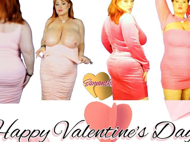 V-day Pink Dress Try on with BBW Samantha 38G (Samantha 38G)