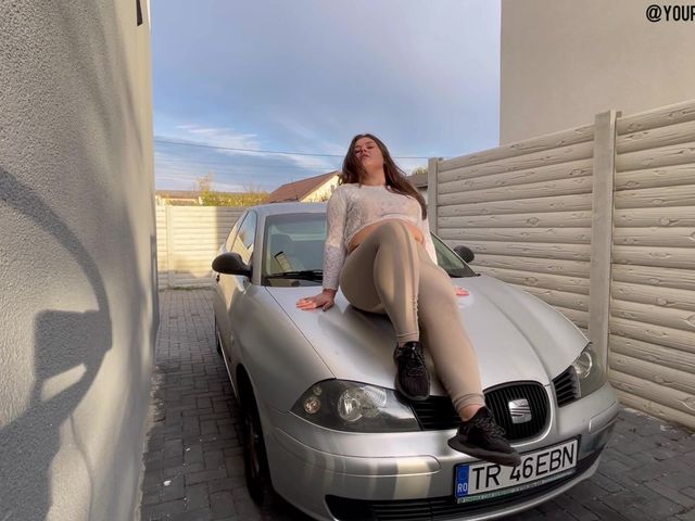 Super Loud Farts on Car in Very Tight Leggings (Your fantasy studio)