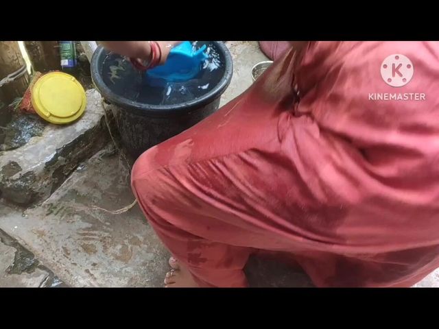 Beautiful Woman Washing Outside (Anit studio)