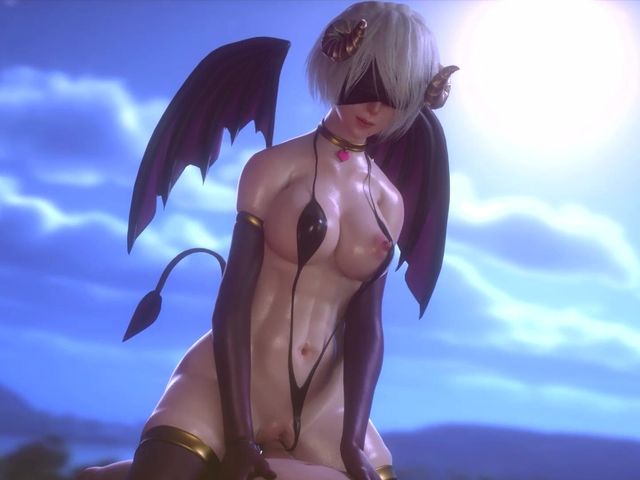 2b in a Succubus Costume Rides a Dick (Jackhallowee)